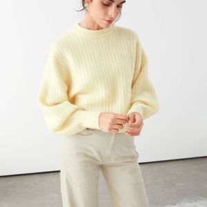 & Other Stories Alpaca Blend Knit Yellow Cropped Sweater